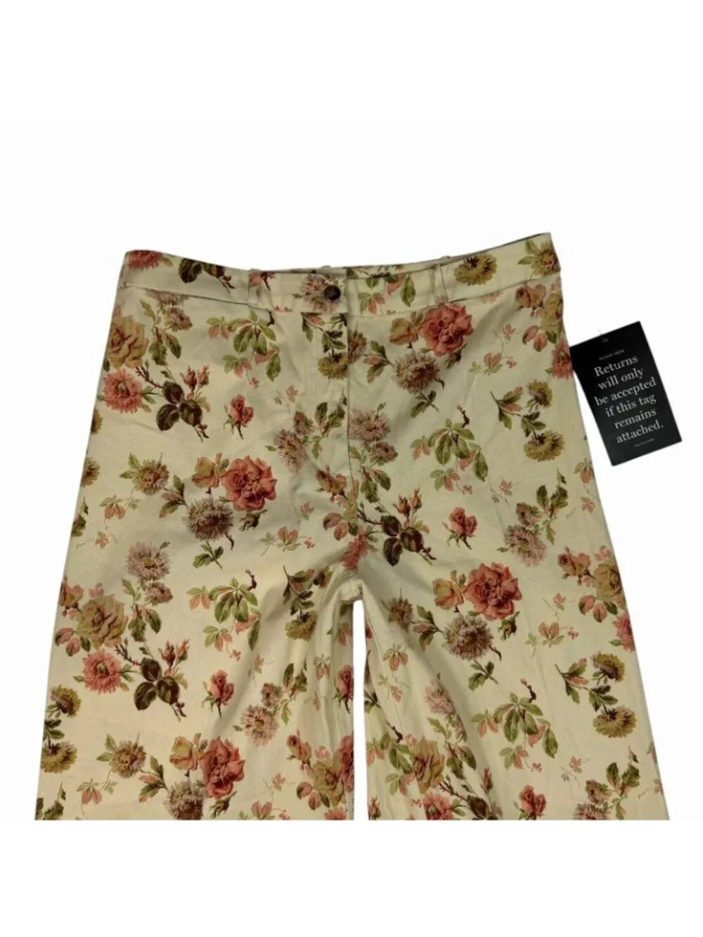 Tuckernuck Florence Pants Size 14 Romantic Floral Bouquet Convertible Cuffed Hem - Picture 7 of 11